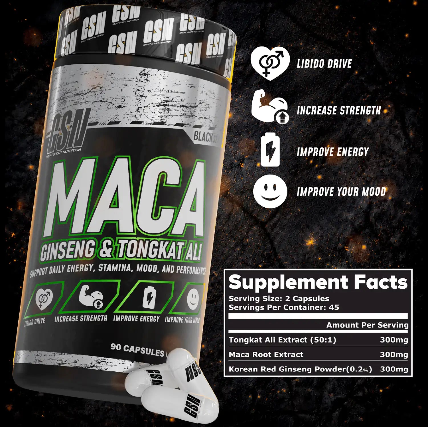 Maca, Ginseng & Tongkat ali